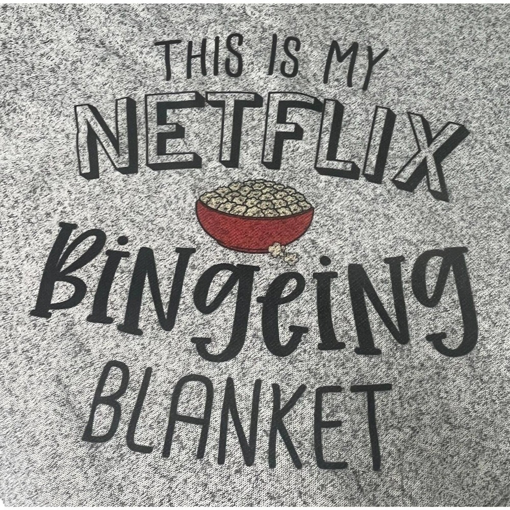 Sweater Fleece‎ Gray Throw Blanket "NETFLIX" Sublimation 58" x 48" Polyester